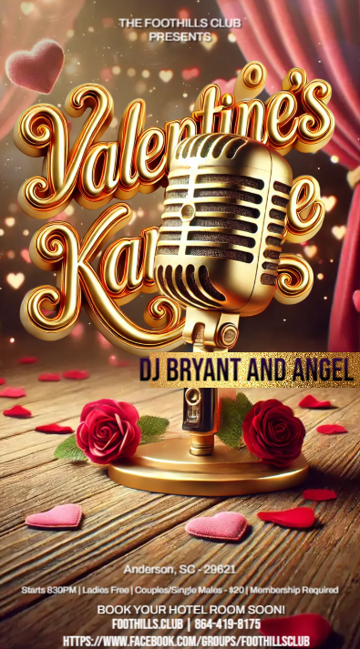 Anderson : February 13, 2026 - 8:30pm - Valentines Karaoke